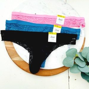 Jenni Intimates Lace Thong Panties Bundle 3 Pairs